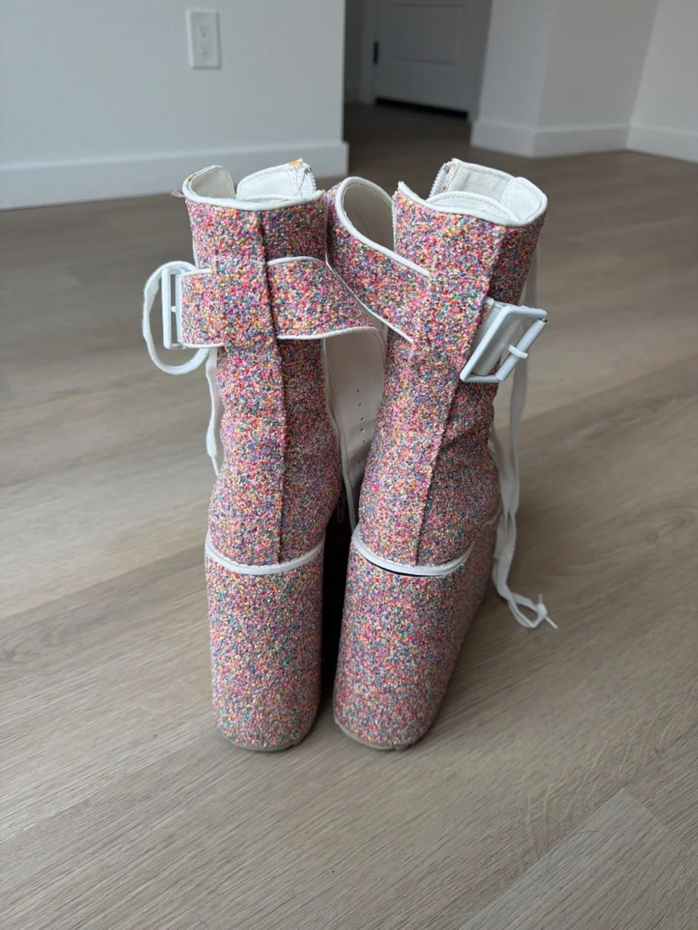 Club Exx Pink Glitter Platform Boot